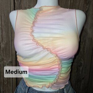 Rainbow Mesh Top | Shein
